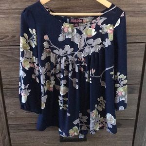 Navy Floral Blouse